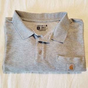Men's Carhartt Loose Fit MIDWEIGHT Short-Sleeve Pocket Polo T-Shirt Gray